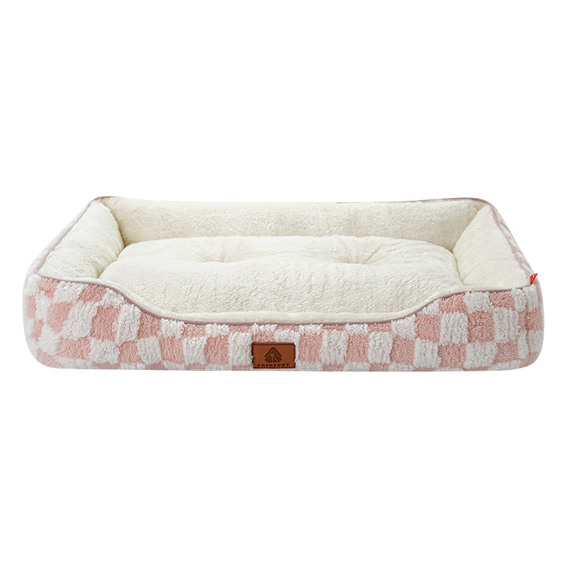 Thickened Warm Plaid PP Cotton Dog Bed - Image 3