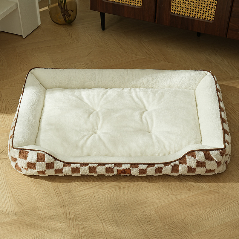 Thickened Warm Plaid PP Cotton Dog Bed - Image 6