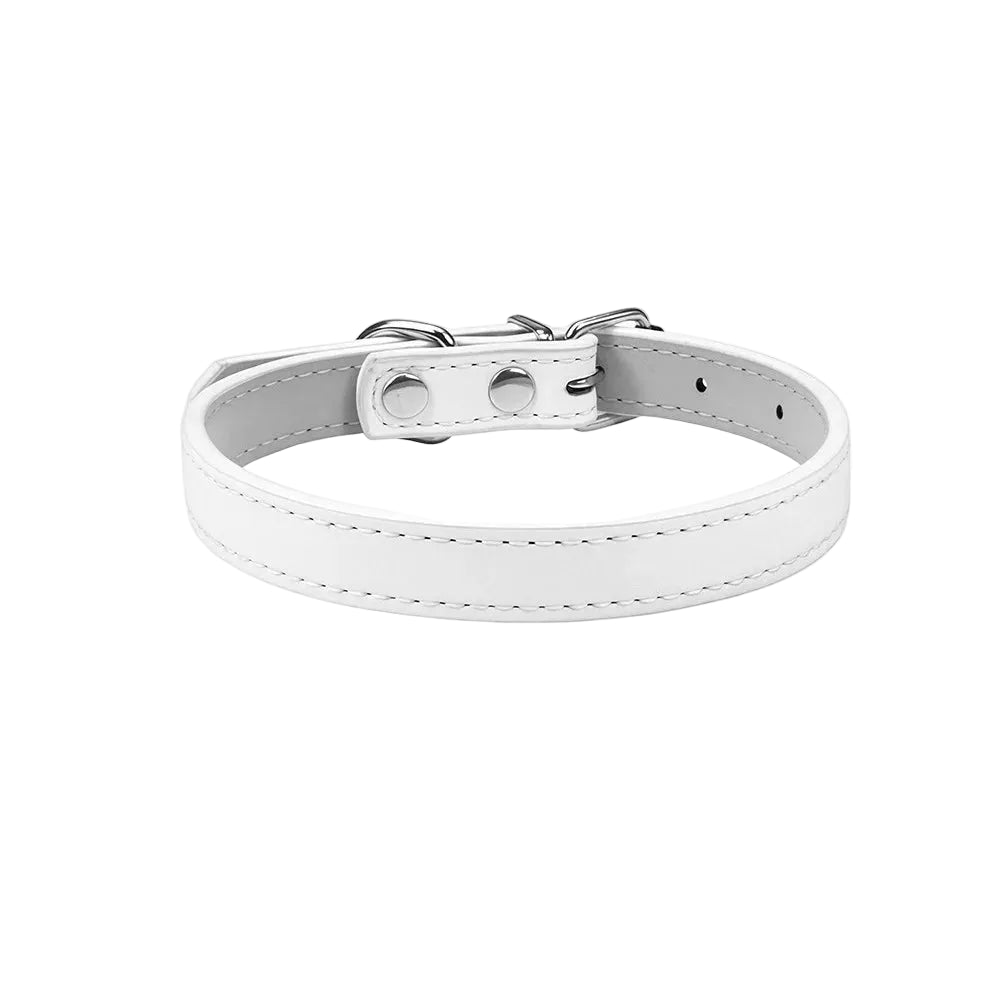 Adjustable Solid Color PU Dog Collar