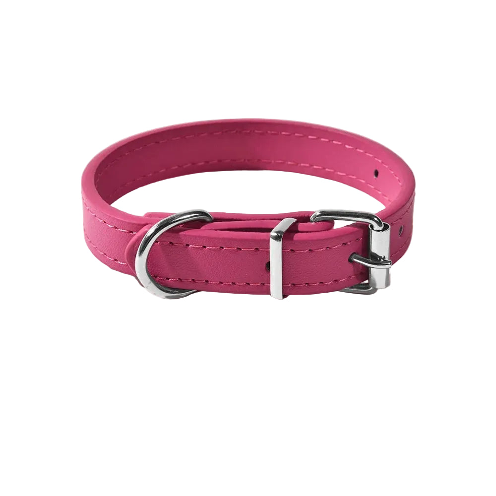 Adjustable Solid Color PU Dog Collar