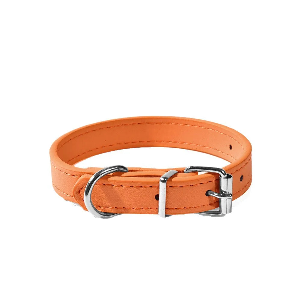 Adjustable Solid Color PU Dog Collar