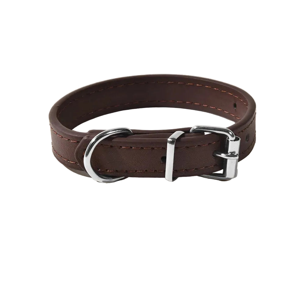 Adjustable Solid Color PU Dog Collar