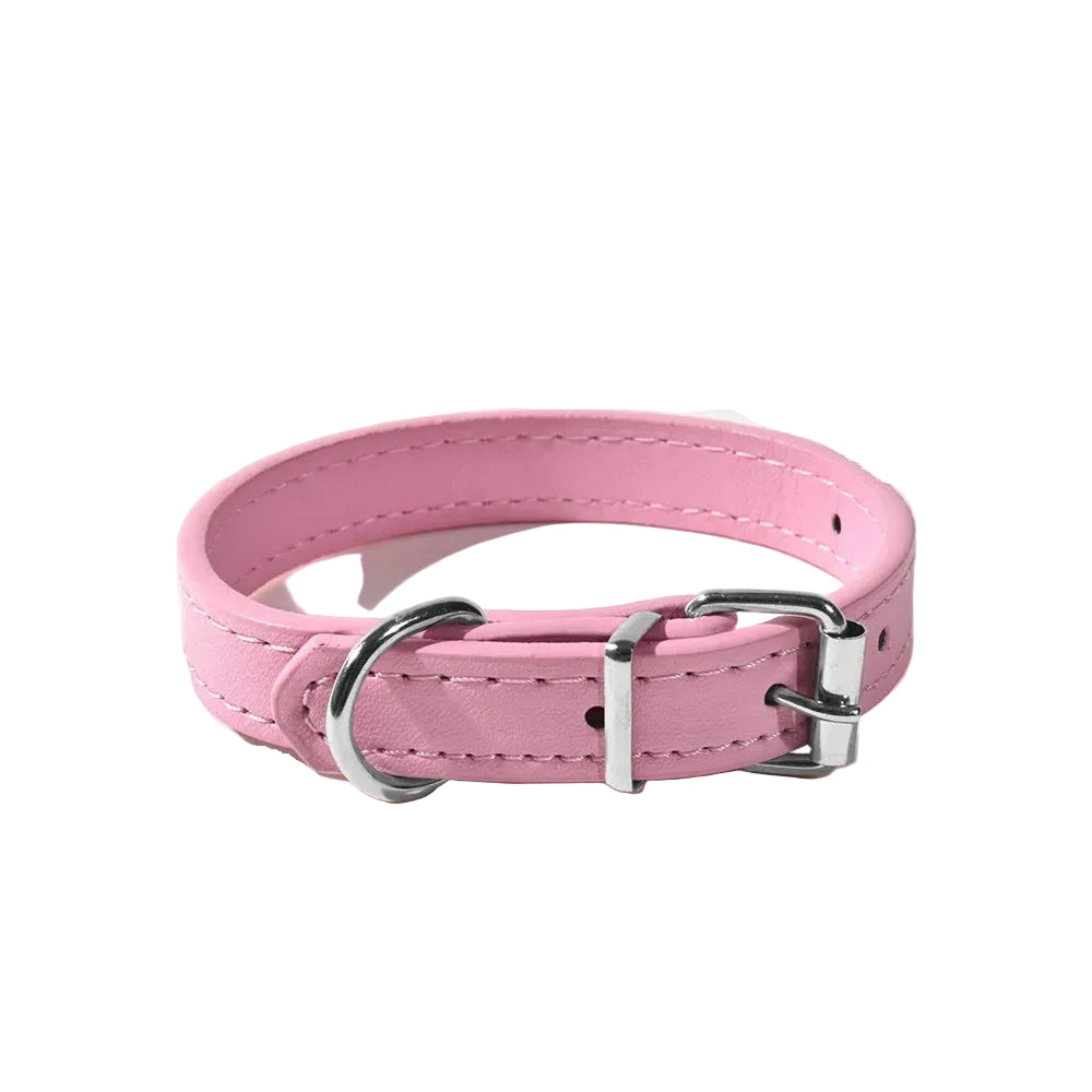 Adjustable Solid Color PU Dog Collar