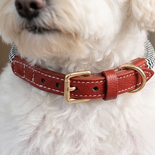 Soft Zigzag Leather Dog Collar