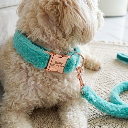 Warm Fur-Lined Nylon Leather Dog Collar
