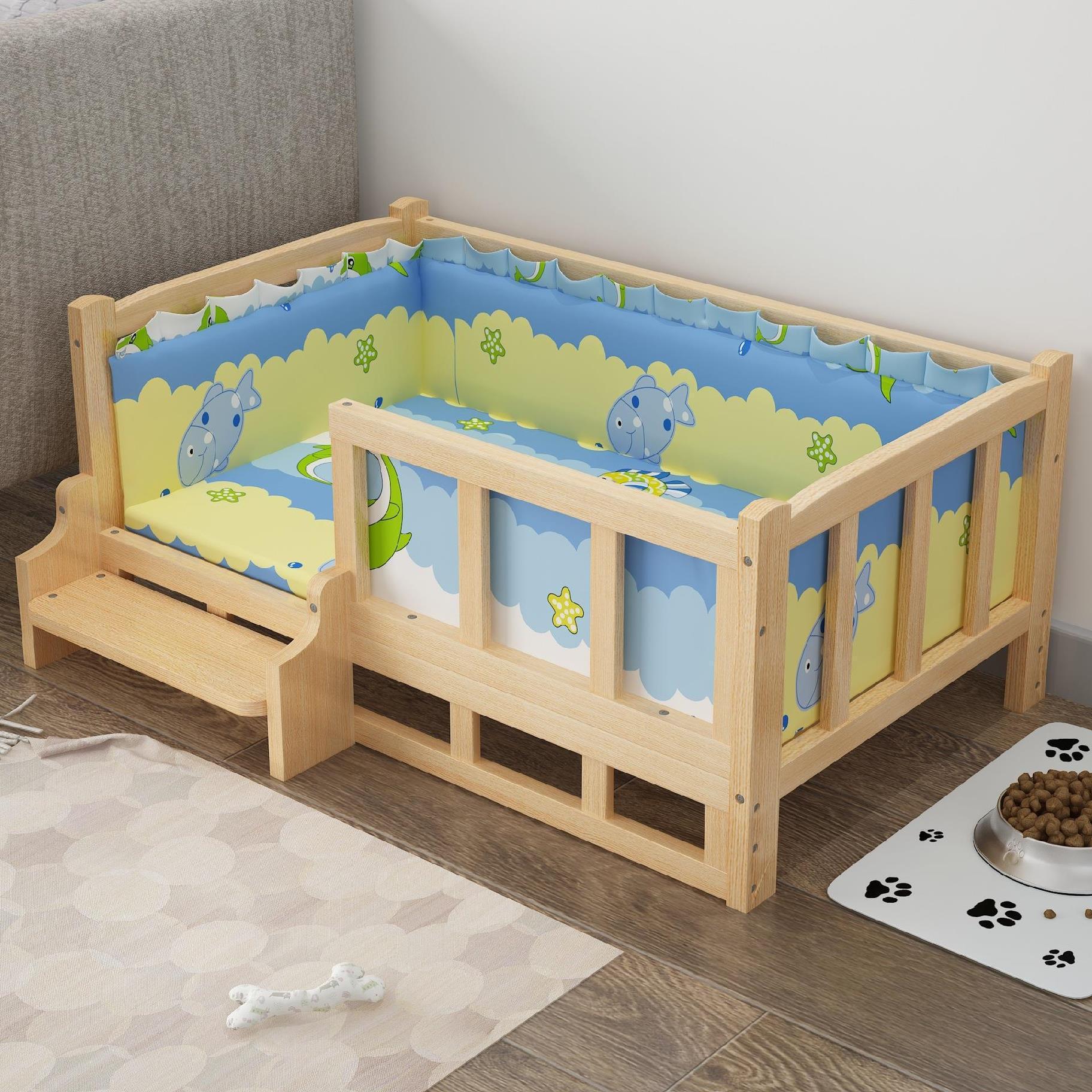 Bed Summer Wooden Wooden Bed Pet Dog Bed - Image 8