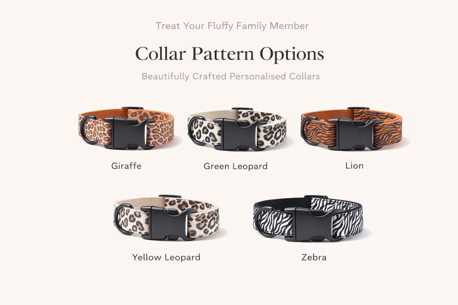 Animal Print Adjustable Dog Collar and Leash Set, Sizes XS-XL - Image 3