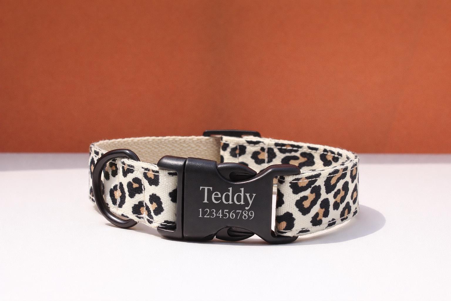 Animal Print Adjustable Dog Collar and Leash Set, Sizes XS-XL - Image 9