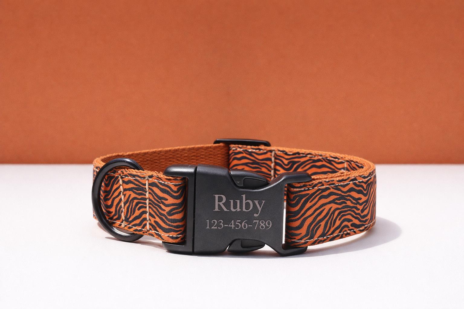 Animal Print Adjustable Dog Collar and Leash Set, Sizes XS-XL - Image 10