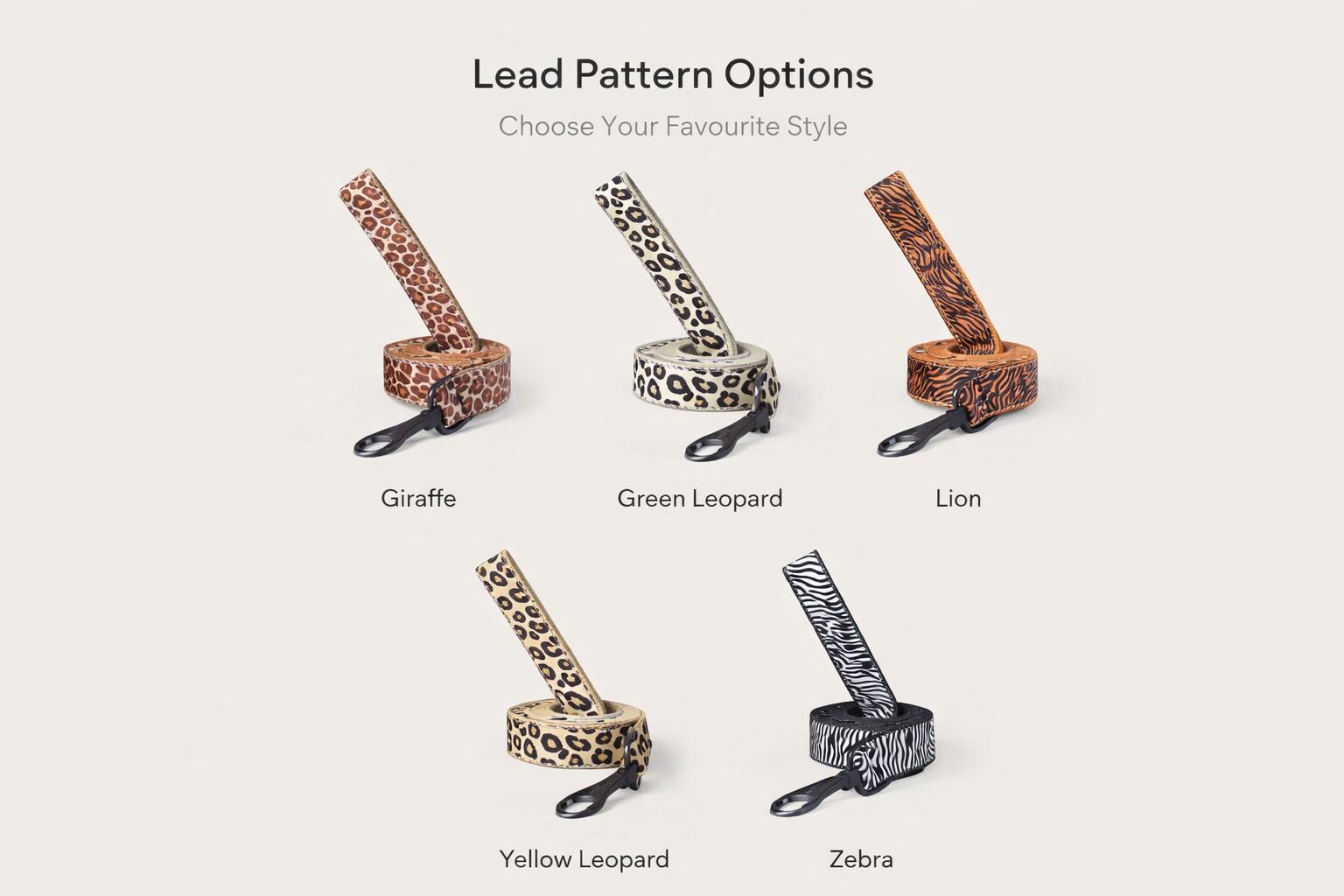 Animal Print Adjustable Dog Collar and Leash Set, Sizes XS-XL - Image 4