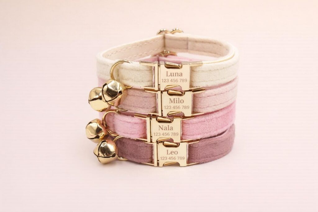 Velvet Adjustable Cat Collar, Sizes XS-XL