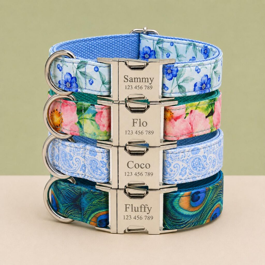 Floral Print Adjustable Dog Collar in Multiple Patterns, Sizes XS-XL
