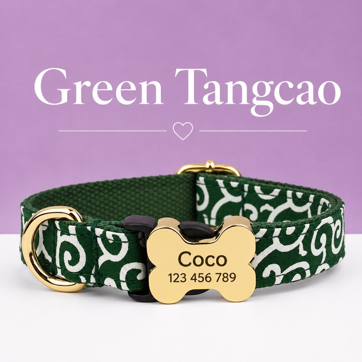 Textured Fabric Adjustable Dog Collar with Gold-Tone Hardware, Sizes XS-XL - Image 8