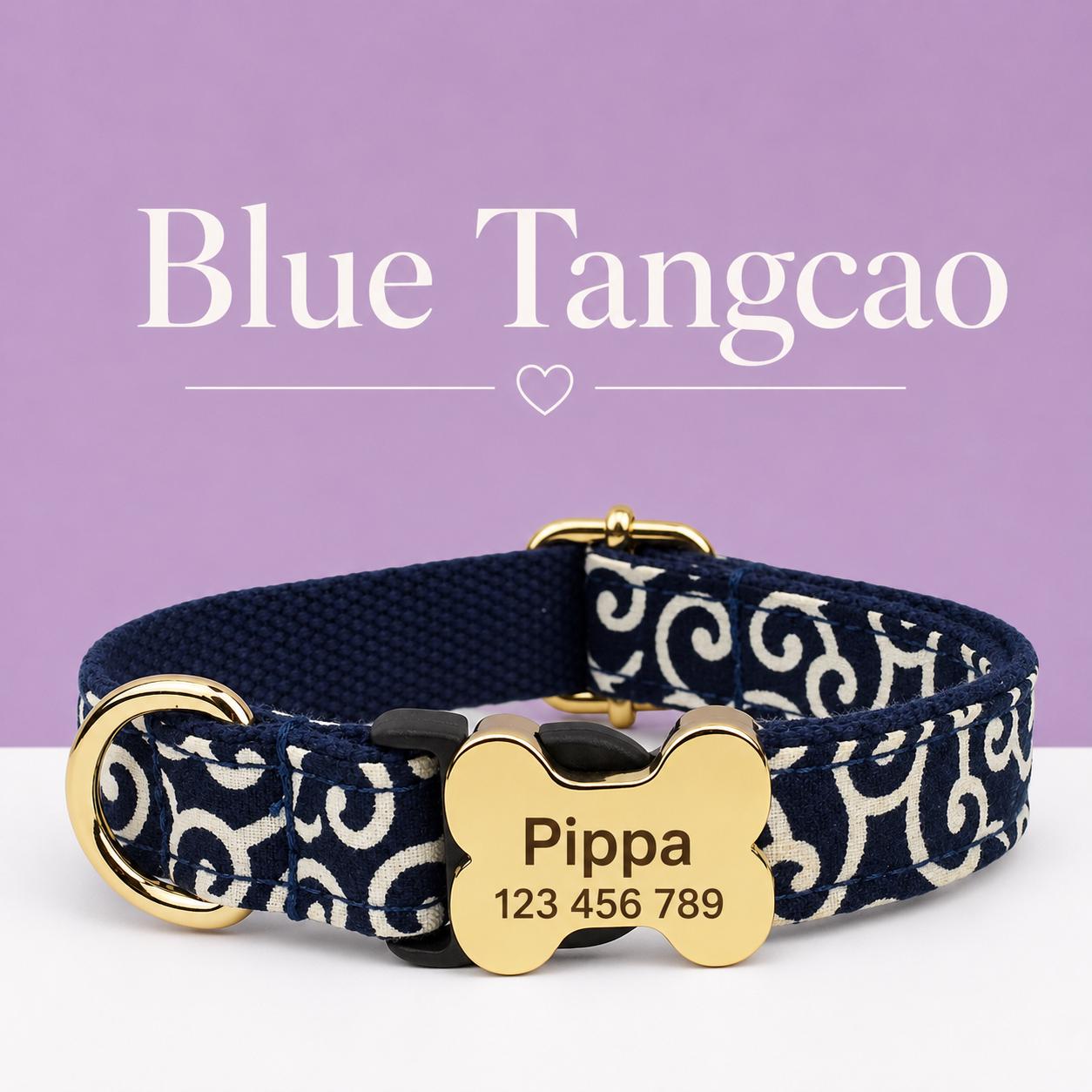 Textured Fabric Adjustable Dog Collar with Gold-Tone Hardware, Sizes XS-XL - Image 7