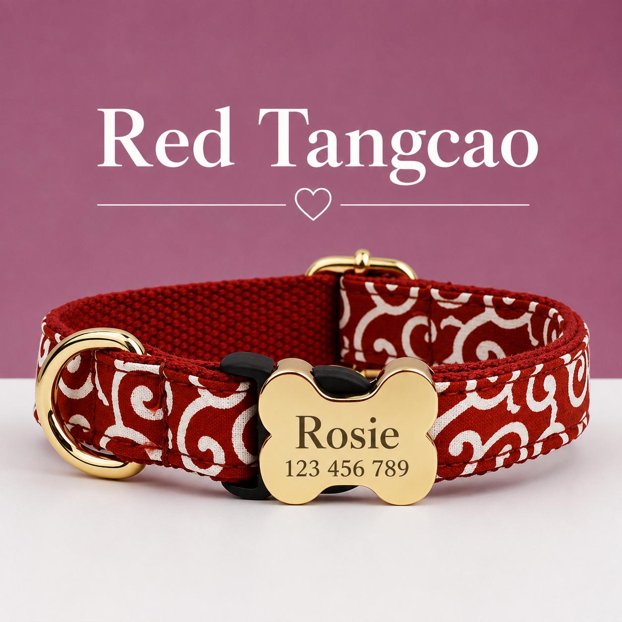 Textured Fabric Adjustable Dog Collar with Gold-Tone Hardware, Sizes XS-XL - Image 6