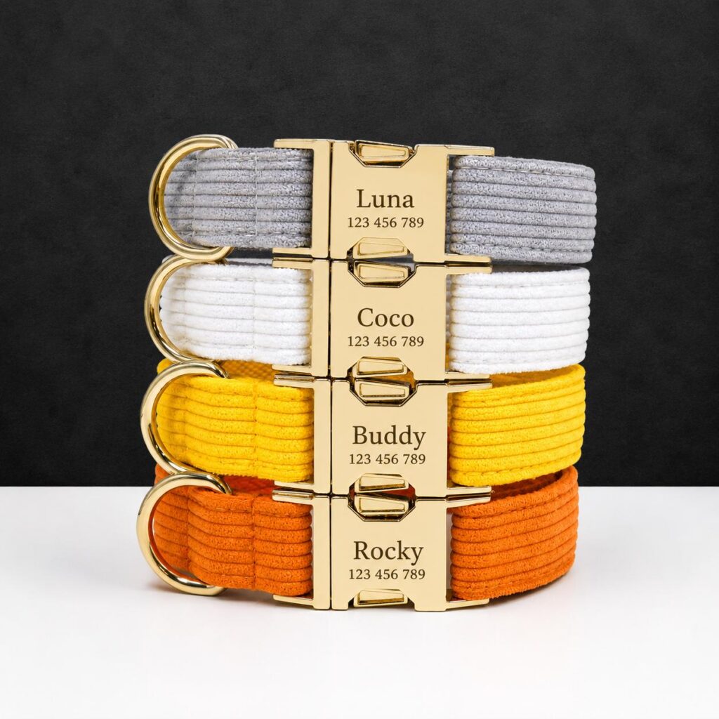 Corduroy Adjustable Dog Collar in 17 Colors