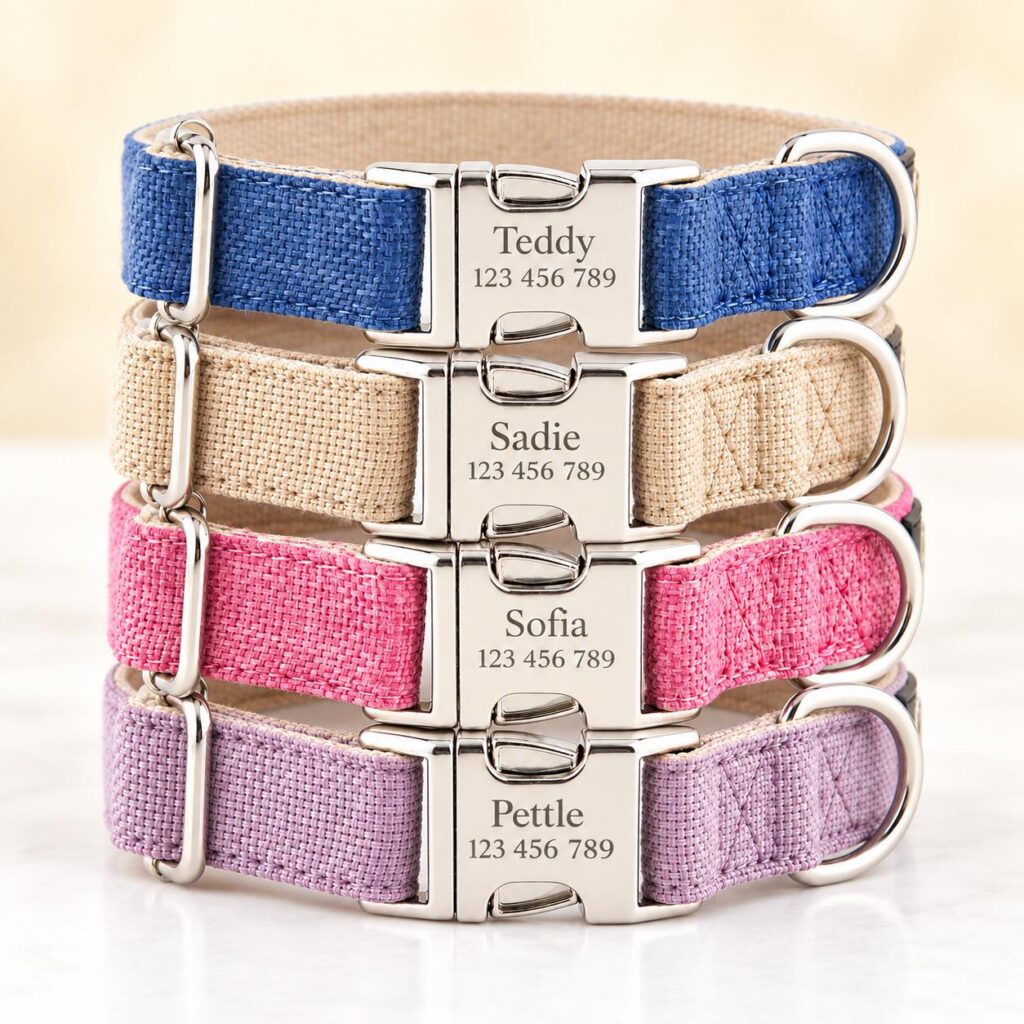 Cotton-Linen Adjustable Dog Collar and Leash Set
