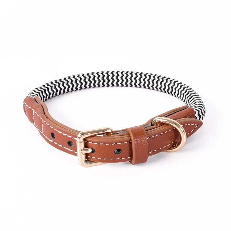 Soft Zigzag Leather Dog Collar
