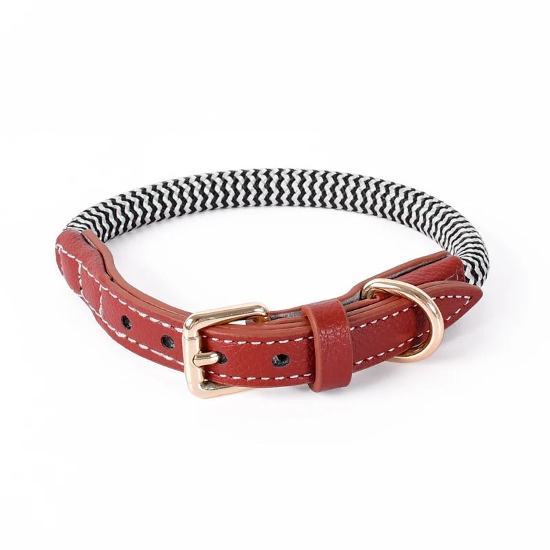 Soft Zigzag Leather Dog Collar