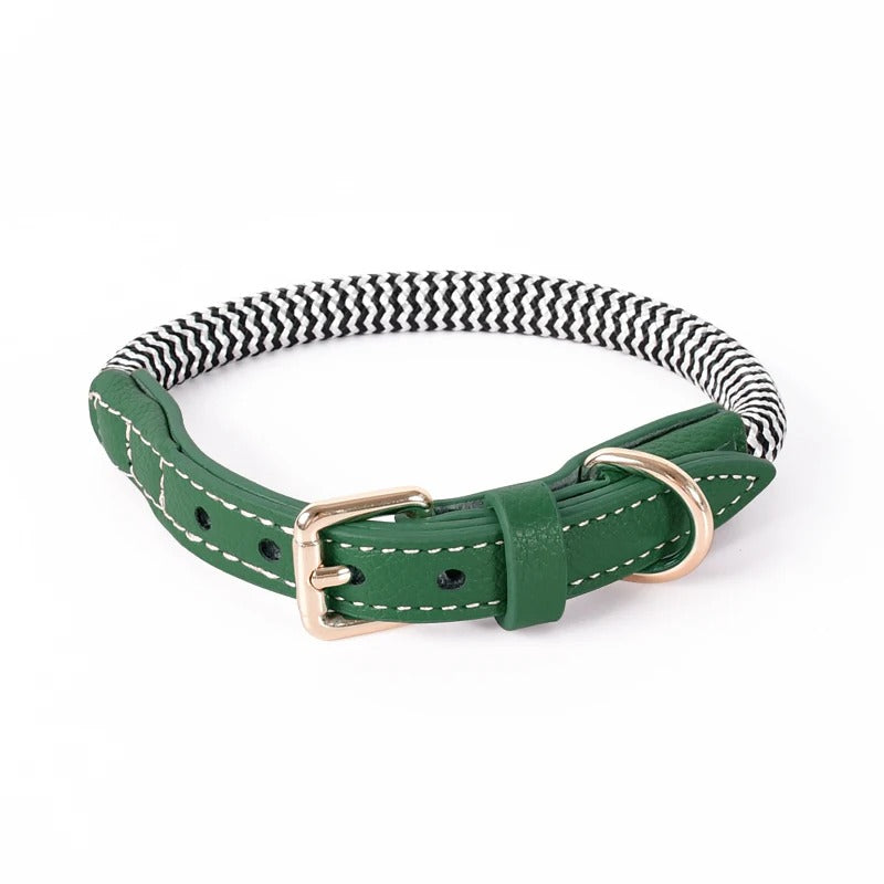 Soft Zigzag Leather Dog Collar
