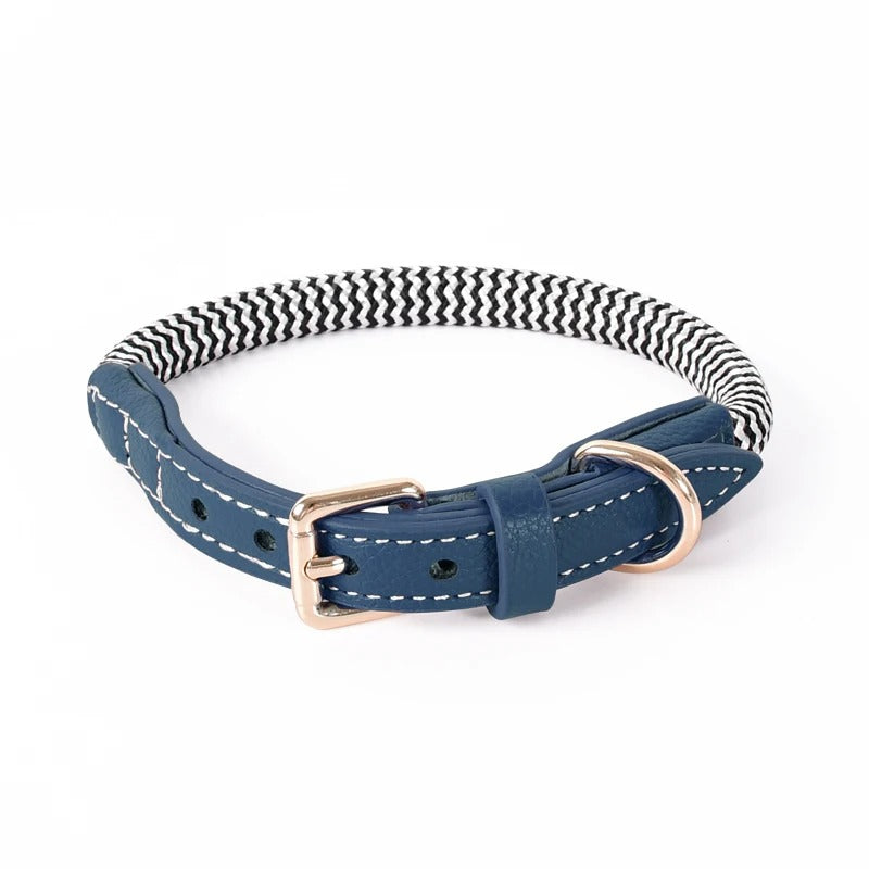Soft Zigzag Leather Dog Collar