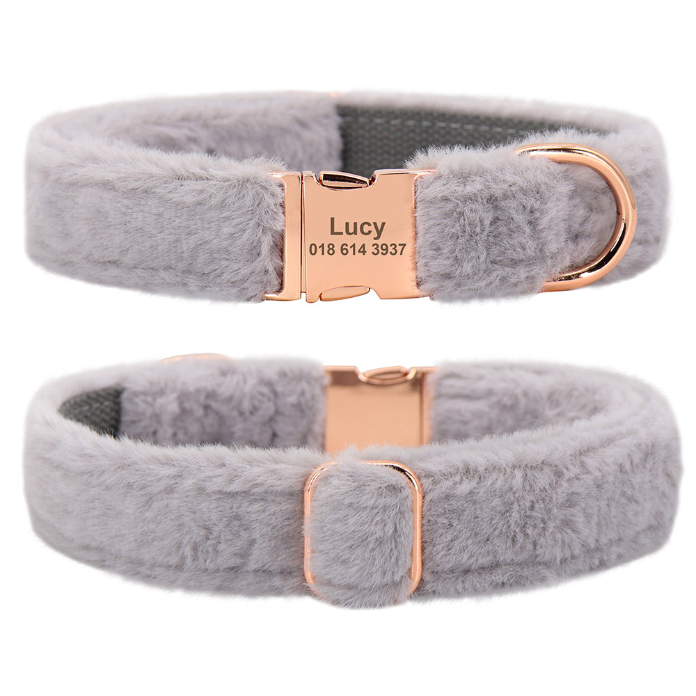 Warm Fur-Lined Nylon Leather Dog Collar