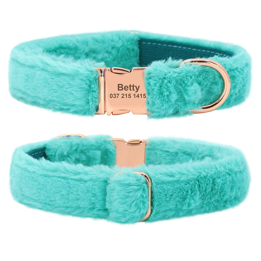 Warm Fur-Lined Nylon Leather Dog Collar