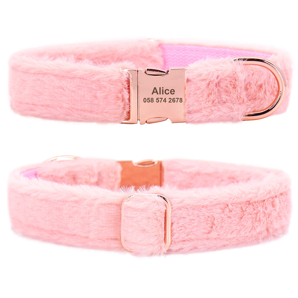 Warm Fur-Lined Nylon Leather Dog Collar