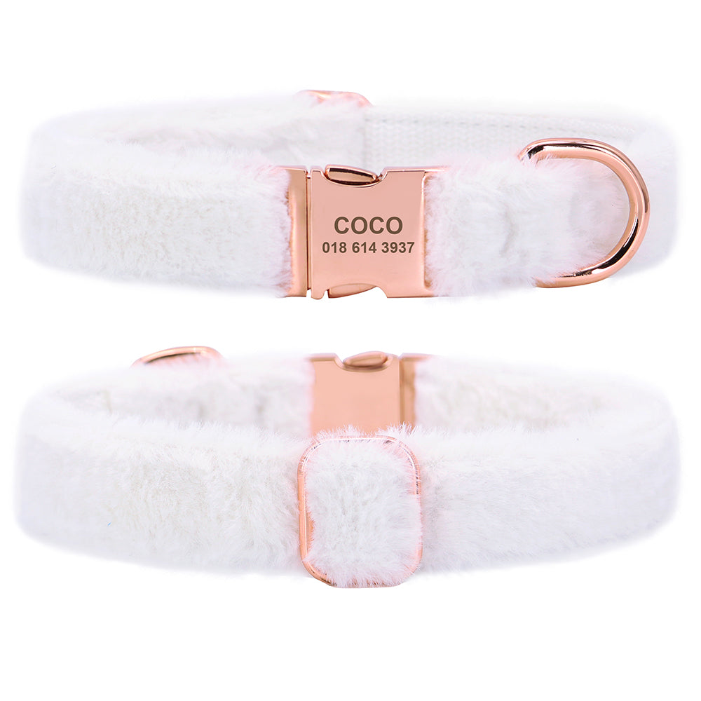 Warm Fur-Lined Nylon Leather Dog Collar