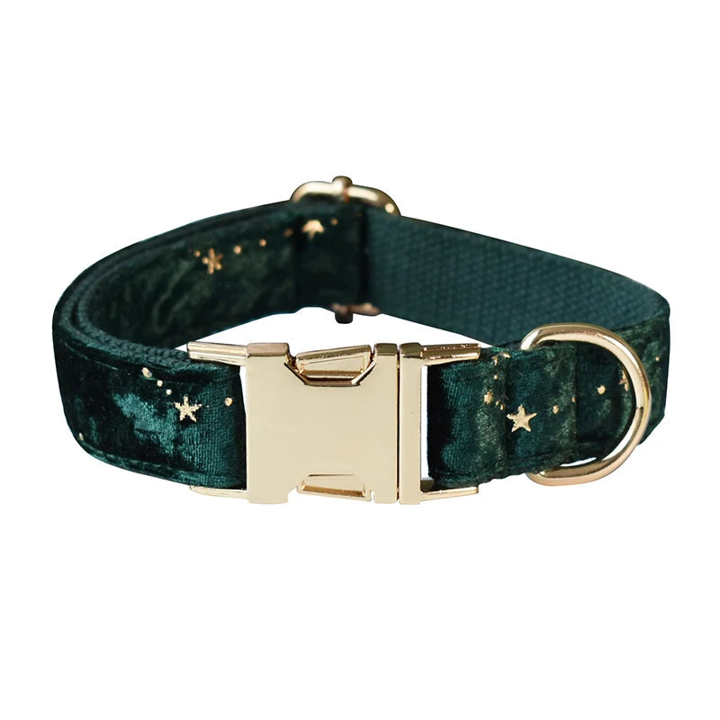 Starry Night Emerald Green Velvet Dog Collar